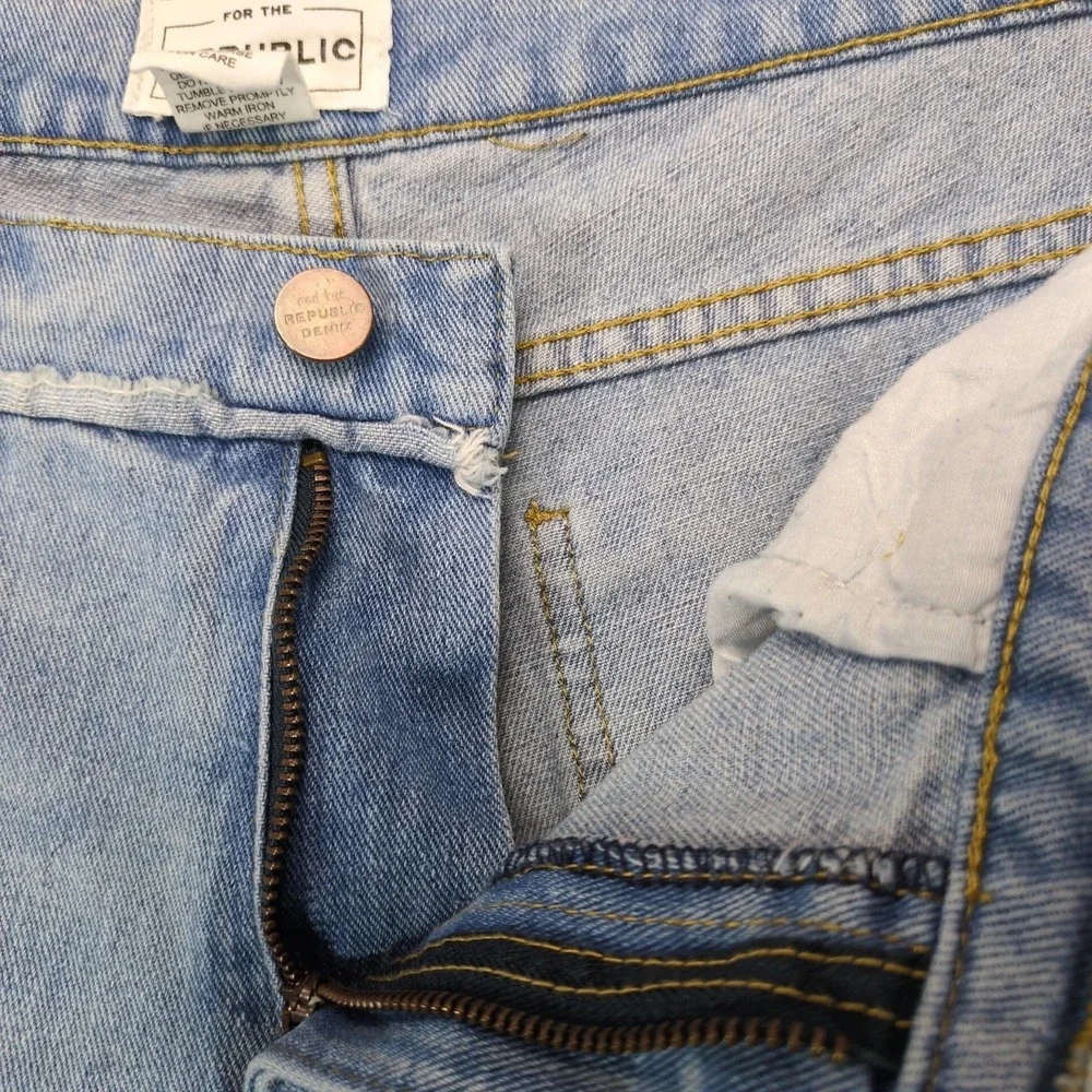 For The Republic Distressed Flare Jeans Womens 8 Frayed Torn Bell Bottom 32x28.5
